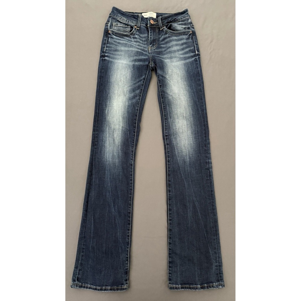 BKE Stella Jeans Womens Size 25X33.5 Dark Blue Mid Rise Slim Fit Bootcut Stretch